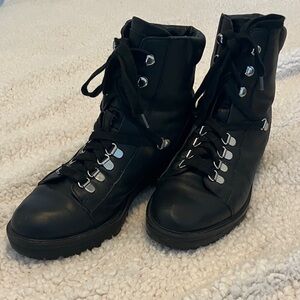 Black Lace-Up Ankle Boots